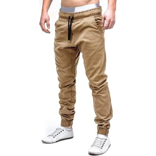 2019 Fashion Cotton Casual men sweatpants slim fit Drawstring Harem Elastic Pockets Trousers Overalls Cargo pants Slacks Leisure