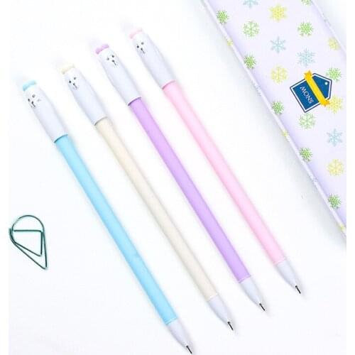 24 Pcs Wholesale Creative Cartoon Cat Expression Neutral Pen Student Writing Test Black Pen kawaii school supplies