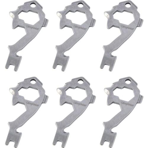 6PCS QingGear 20 in 1 Multi Tool Key tool Screwdriver Opener Wrench Pry Bar Line Cutter Remover EDC Pocket Tool Outdoor Survival