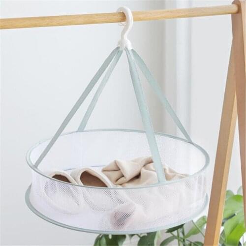 61CM Windproof Clothes Dryer Drying Rack For Sweaters Hanging Laundry Basket Mesh Folding Nets Single