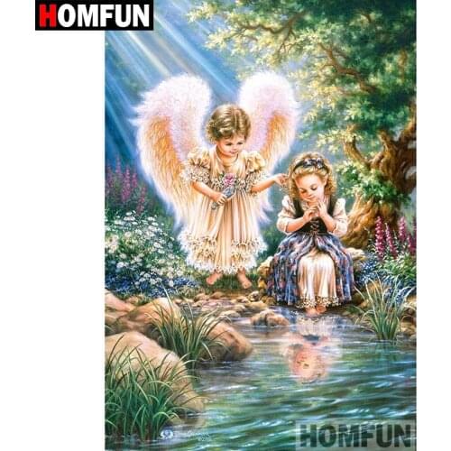 HOMFUN 5D DIY Diamond Painting Full Square/Round Drill "Angel girl" 3D Embroidery Cross Stitch gift Home Decor A03948