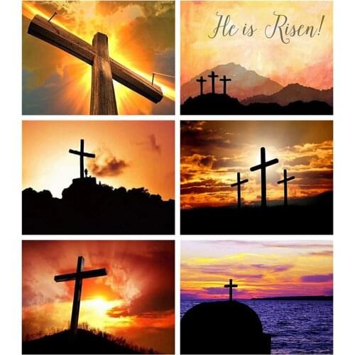 LZAIQIZG Full Square/Round Diamond Painting Cross Home Decor Diamond Embroidery Christian Religious Mosaic Sunset Handmade Gift