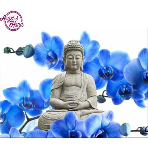 Diamond Painting Buddha Diamond Embroidery Picture of Rhinestones Religions Diamond Mosaic Round Diamond Cross Stitch orchid