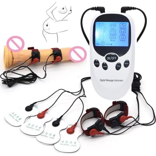 Electro Shock Bipolar Penis Ring Electric Stimulation Physiotherapy Ring Massage Pad Male Penis Extender USB Charge Host Sex Toy