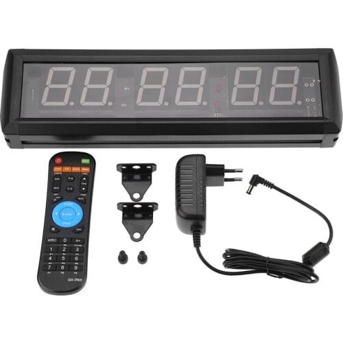 220V 1.8'' Programmable Clock LED Interval Timer Big Stopwatch Home Gym Fitness Clock Desk Decor EU Plug Multi-function Clock