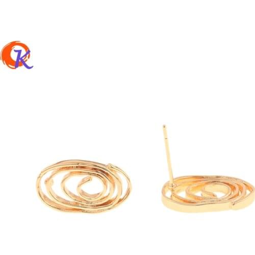 Cordial Design 40Pcs 10*17MM Jewelry Accessories/Hand Made/Spiral Shape/DIY Earrings Making/Genuine Gold Plating/Earrings Stud