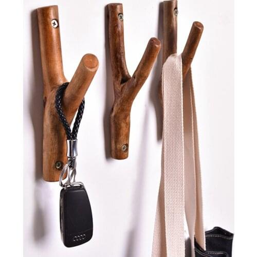 Solid wood tree branch hook Creative retro log branch Xuanguan door behind the residential wall hanging clothes hook clothes an