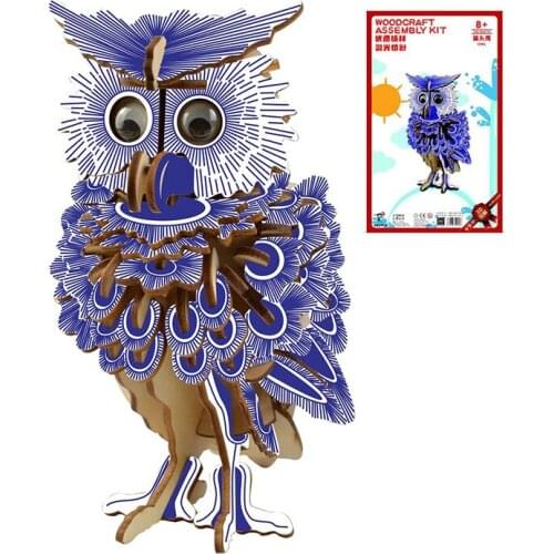 3D Owl Wooden Puzzle Jigsaw Wood Craft Modelling Toy Kit Kids DIY Educational Toy Handicrafts Child Gift