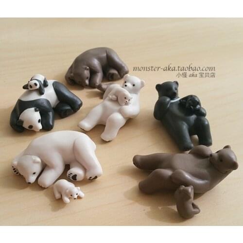 Super mini pvc figure model toy cute polar bear and baby 6pcs/set