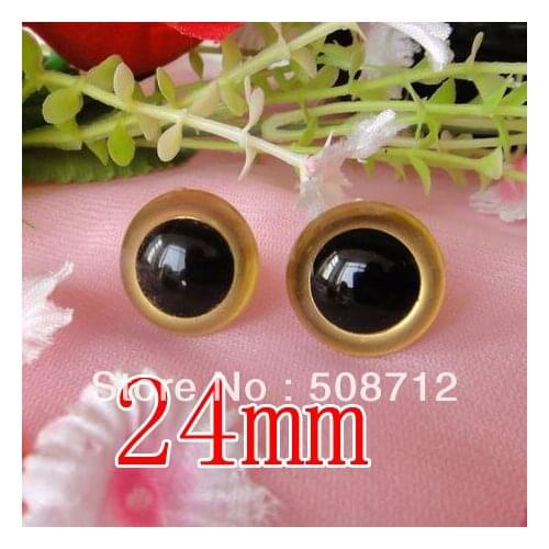 Fress ship!!!100pcs/lot 24mm Gold color pupil toy eyes/ safety eyes with PLASTIC lock-washers/Doll toy doll eyes