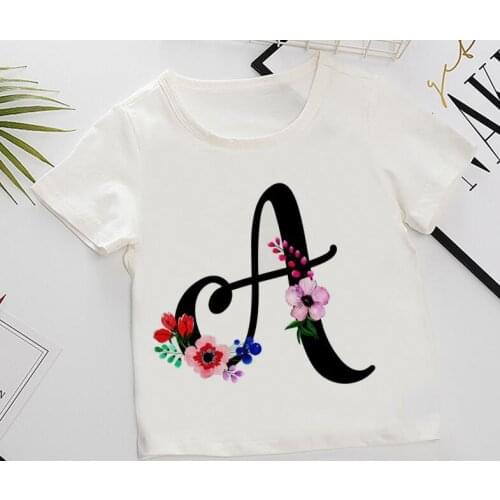 Unisex Summer New T-shirt Fashion Alphabet Girls Tshirts Harajuku Retro Boy Tshirt Flowers Element Nice Round Neck Kids Tshirt