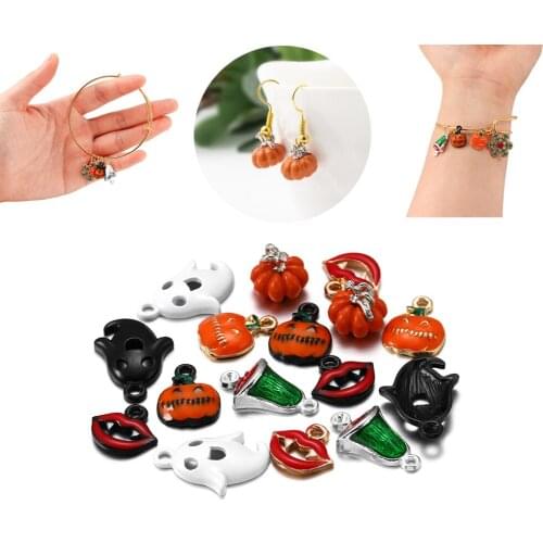 Halloween Alloy Pumpkin Bead Bracelet Pendant Earring Charm Fashion Beads For DIY Handmade Spray Paint Jewelry Craft Accessories