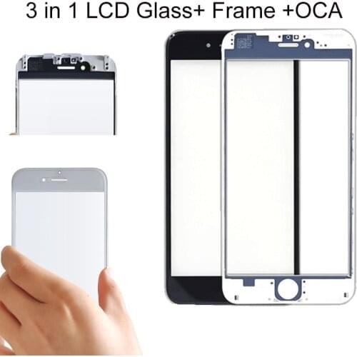 AAA Quality Outer Glass With OCA+Frame For iPhone 7G 7Plus 8 8P Touch Screen Digitizer Panel Lens Replacement Front Glass+T
