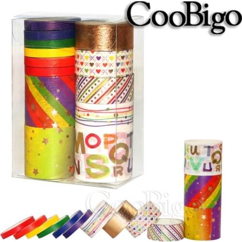 13 Pcs/Set Rainbow Foil Washi Tape Masking Tape Decorative Adhesive Tape for Diary Gift Wrapping Scrapbooking Photo Album