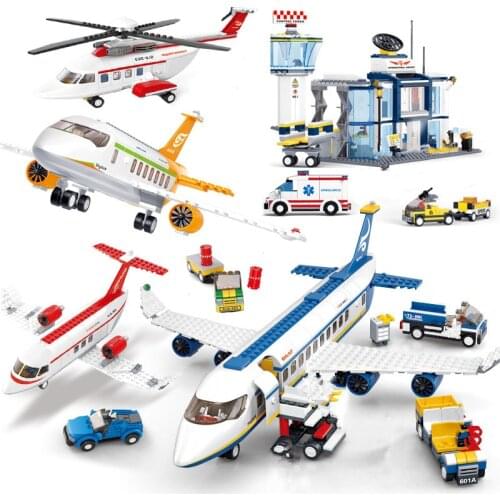 City Airplane Building Blocks Mini Size Aircraft Planes Blocks DIY Helicopter Figures Bricks Toys For Children Gifts