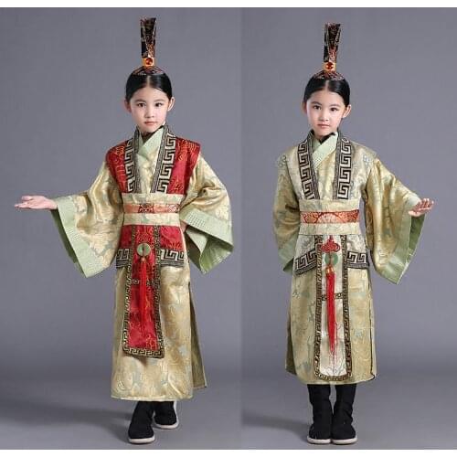 Hanfu Ancient Costume Minister Generals Clothing Han Dynasties Officials Clothes Boys Traditional Chinese Suit Kids DNV11043