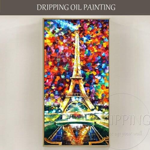 Colorful Artwork Artist Hand-painted High Quality Rich Colors Paris Eiffel Tower Oil Painting Abstract Paris Landscape Painting