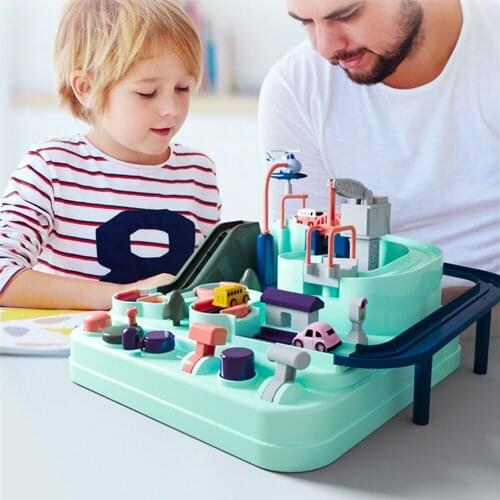 Racing Rail Car Model Racing Educational Toys Children Track Car Adventure Game Brain Game Mechanical Interactive Train Gift Toy