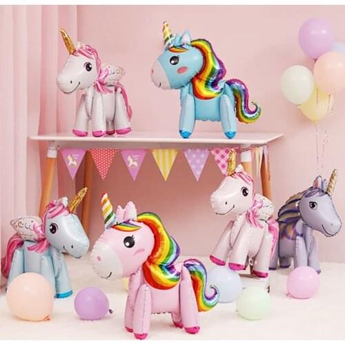 Cartoons Pink Unicorn Foil Balloon Happy Birthday Party Decoration Globos Kid Boy Girl Toy Ball Baby Shower Decorations Balloons