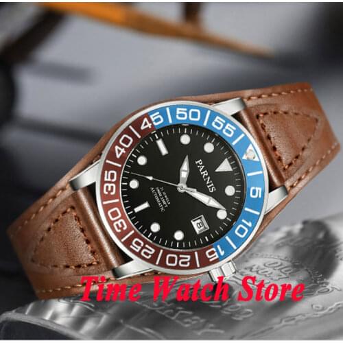 Parnis 42mm black dial sapphire glass black blue red bezel 10ATM 21 jewels MIYOTA Automatic mens watch 429