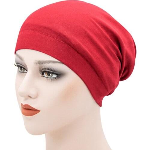 Soft Cotton Inner Hijab Caps Muslim Stretch Turban Cap Islamic Underscarf Bonnet Hat Female Headband Turbante Muslim Women Hijab