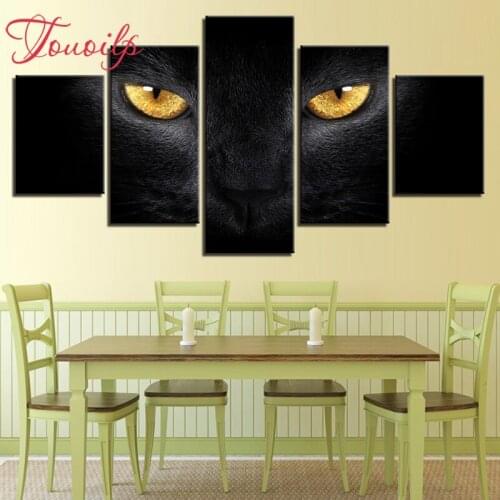 5D DIY Full Square&round 5pcs Animal Black cat 5d Diamond Painting Combination diamond Embroidery Mosaic Home Decor painting