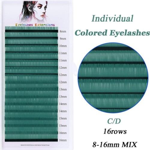 16 Rows Colored Eyelashes Extension Faux Mink Individual Normal Lashes Makeup Tools Soft Colored Fake Eyelash Extension Supplies