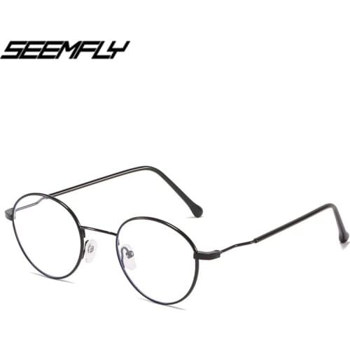Seemfly Fashion Anit Blue Rays Finished Myopia Glasses Classic Vintage Metal Full Frame Men Women Spectacle Goggle Eyewear New