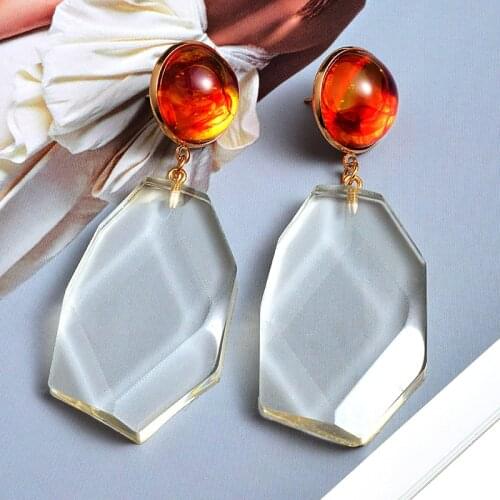 Wholesale Clear Pure Resin Drop Earrings Irregular Dangle Earrings Fine Jewelry Accessories For Women
