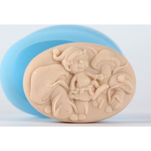 Oval Soap Molds Fairytale Girl and Mushroom Pattern Resin Moulds