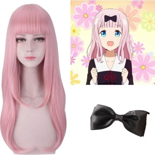 Fujiwara Chika cosplay wig kaguya sama: love is war long pink hair Fujiwara Chika cosplay costume wig with hair cap and hairbin