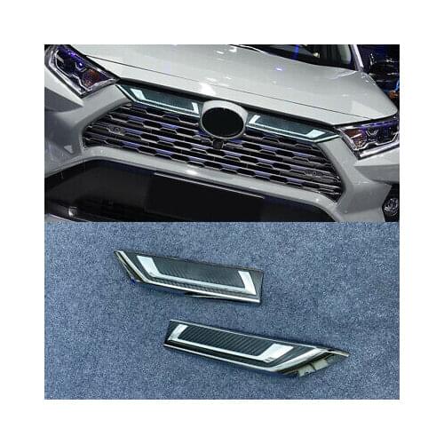 ABS Front Center Grill Grid Cover Trim 2pcs For Toyota RAV4 2019 - 2020