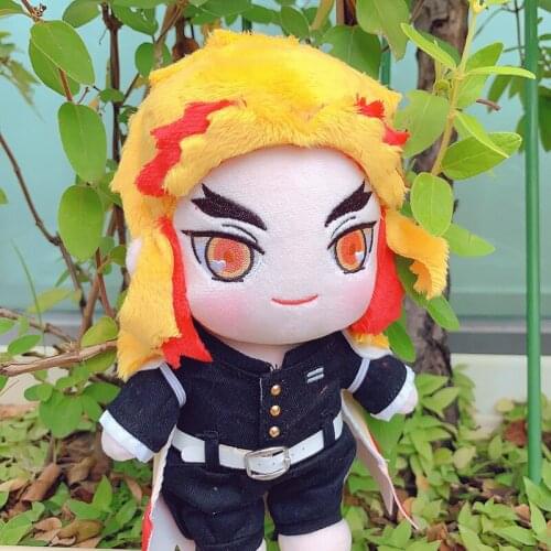 Anime Demon Slayer Kimetsu no Yaiba Rengoku Kyoujurou Cosplay Plush Stuffed Change Dolls Toy 20cm Doll Plushie Clothes Gift