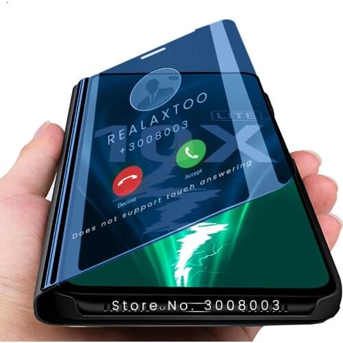 Shockproof coque for huawei honor 10x lite case smart mirror flip on honer 10 x lite 10xlite shell covers honor10x light 6.67