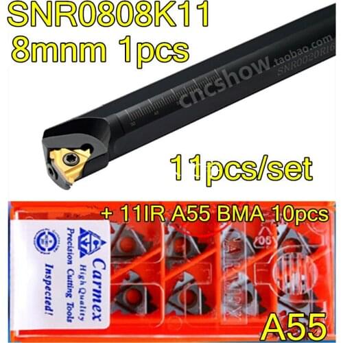 SNR0008K11 CNC Internal thread Turning tool 1pcs + Carmex 11IR A55 BMA 10pcs 11pcs/set CNC Internal thread Carbide insert