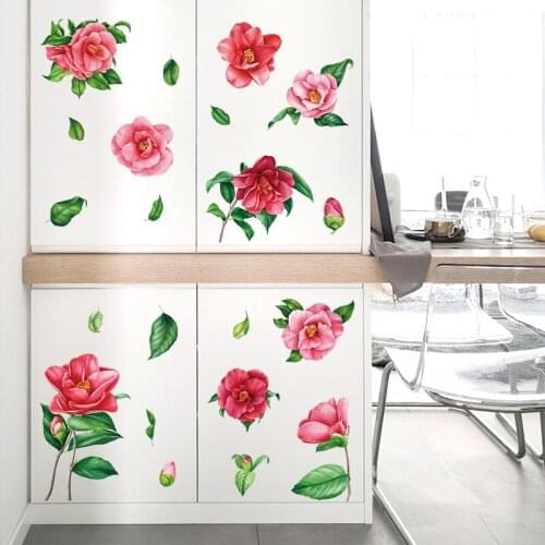 Modern Rose Wall Stickers Flowers Bedroom Living Room Porch Backdrop Wall Decoration Bathroom Glass Waterproof Decals