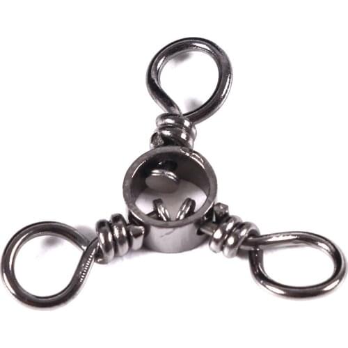 50PCS/Pack Black Nickle Stainless Steel Terminal Tackle Three 3 Way Trigeminal Swivels Connector Fishing Tackle Accessories