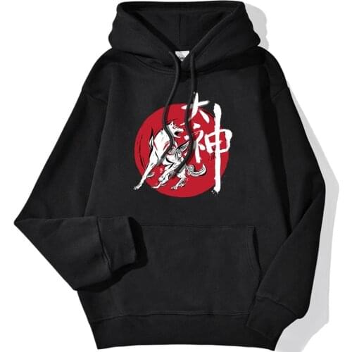 Great God Sumi E Japan Anime Print Men Hoody Crewneck Sweatshirt Warm Hoody Street Autumn Streetwear