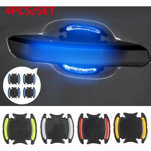 Universal Carbon Fiber Car Door Handle Paint Scratch Protector Sticker Cover Guard Protective Film Car Safety Reflective Strips