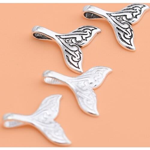 Pattern fish tail pendant S925 sterling silver Thai silver fashion accessories, handmade diy bracelet necklace pendant