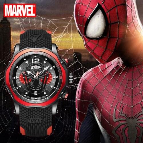 Disney Official Spider Man Japan Quartz Casual WristWatches Marvel Sapphire 50M Waterproof Luminous Hands Sport Boy Gift Clock