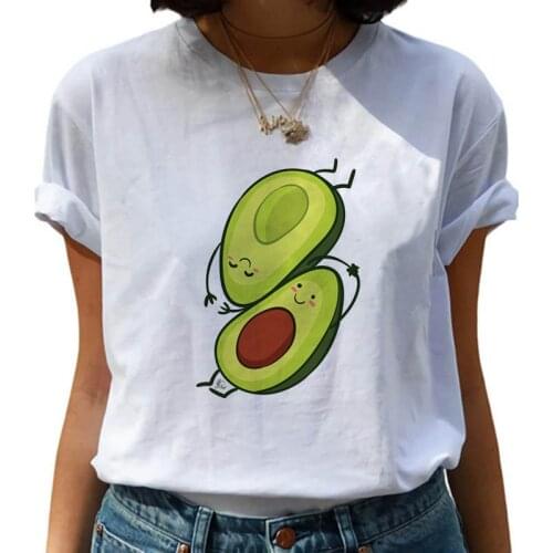 Funny Avocado Vegan Print Lady Casual T Shirt Tops Summer 90s Ullzang Soft Tops Harajuku Kawaii Shirt Plus Size T-shirt Women