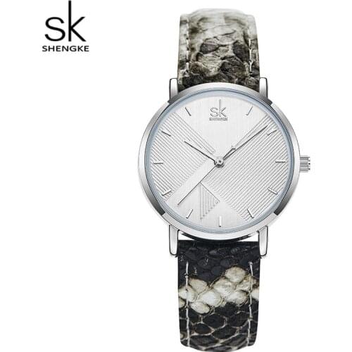 Shengke 2020 New Women Watches Imitation snake skin Leather Cool Ladies Accessories Japanese Quartz Movement 6 Months Warranty