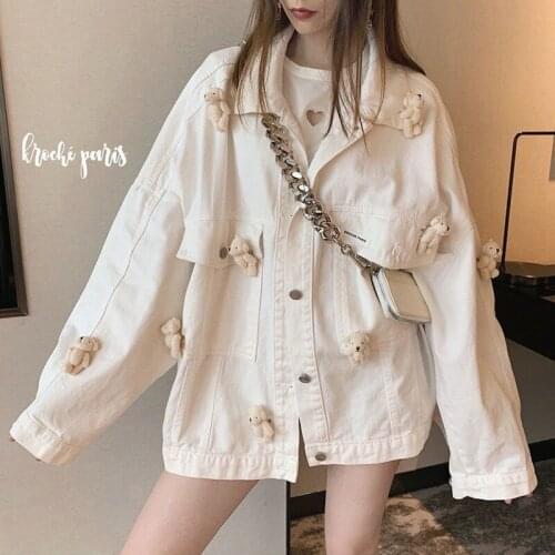 Cubs Korean version of the solid color set womens autumn new retro loose jacket workwear top