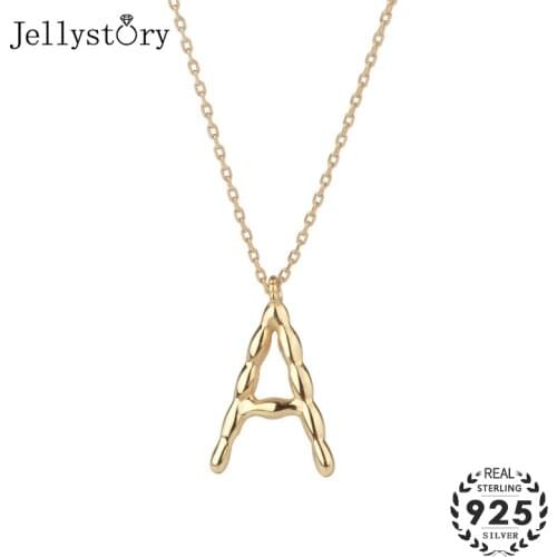 Jellystory fashion 26 letter pendant necklace for women 100% real 925 sterling silver fine jewelry wedding engagement party gift