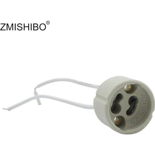 ZMISHIBO 10PCS/Lot 12V/110V/220V GU10 Bulbs Use Lamp Base Ceramic Lamp Holder Socket with Wire Connector Halogen/LED Lamp Holder