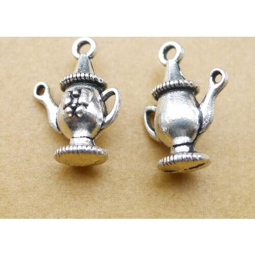 Newest 10Pieces 18*12mm Mixed Alloy Antique Silver Color Teapot Wicca Charms Earrings Pendant Accessory For DIY Jewelry Making