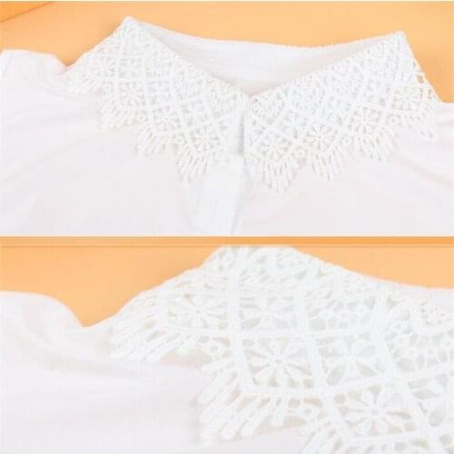 2018 New Women white black cotton shirt collar cute lace design shirt detachable collars for Girlss dress sweaters