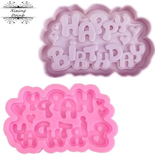 3D happy birthday love silicone mold Chocolate Mold birthday cake decoration tool cake mold