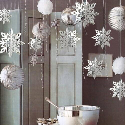 6pcs/set Creative Large Cardboard Snowflake Hanging Ornaments 6 Piece Set New Year Christmas Party Decoration Supplies